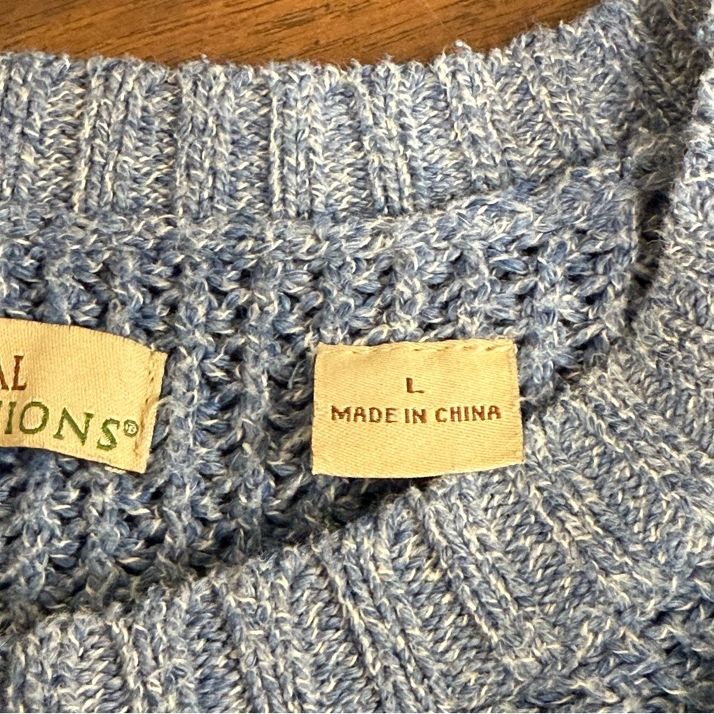 Natural Reflections Blue Knit Button Henley Sweater L Soft Cozy Winter Top - Picture 6 of 8